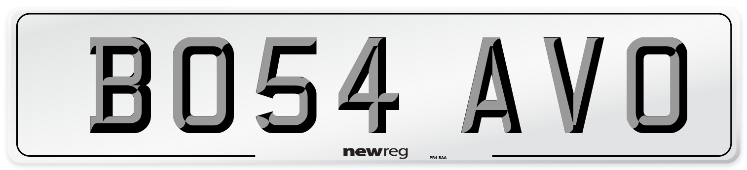 BO54 AVO Number Plate from New Reg